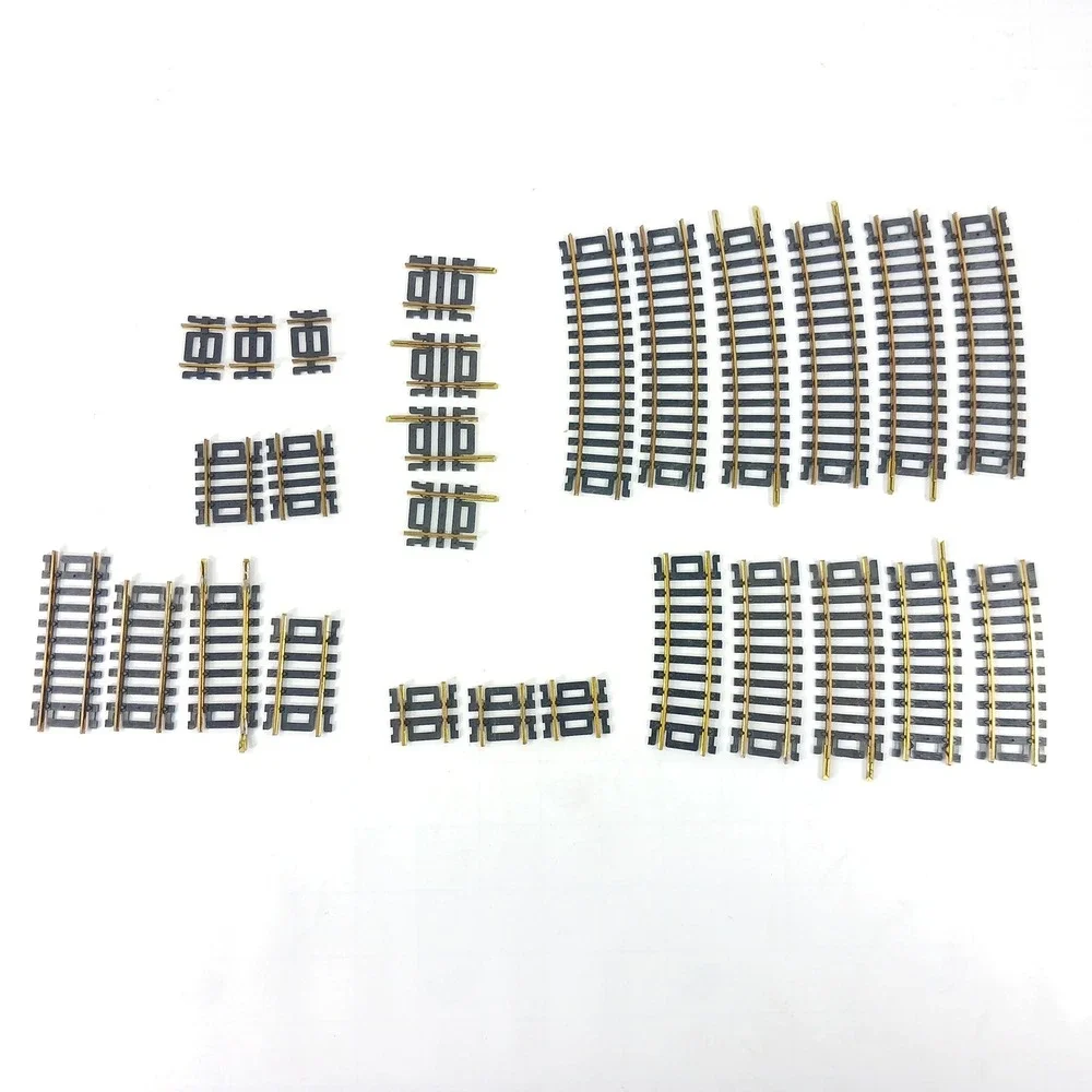 Set of 27 Vintage Brass Model HO Train Track Lot Straight Curved Pieces Mixed